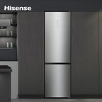 Hisense RB327N4ADD Fridge-Freezer Combination, EEK D, Total NoFrost, Interchangeable Door Hinge, Bottle Grid, 171 Litre Fridge Compartment, 85 Litre Freezer Compartment, Stainless Steel Look