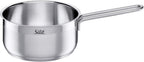 Silit Toskana Topfset induktionsgeeignet 10-teilig, Kochtopf Set mit Glasdeckel, Induktionskochtöpfe, Milchtopf, Dämpfer, Pfanne, Edelstahl teilmattiert, Induktions Töpfe Set unbeschichtet