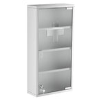 HOMCOM Medizinschrank abschließbar Tip-On Automatik Edelstahl