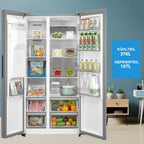 Midea KS-DDX 6.32 WT Side-by-Side Kühl-/Gefrierkombination/ 178,8 cm Hhe/ 254 kWh/Jahr/No Frost/Dual Inverter Compressor/mit 3in1 Wasser-/Eisspender und Wassertank, Dark Inox