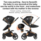 3 in 1 Kombikinderwagen 3 in 1 Reisesysteme Kinderwagen Infant Hochlandschaft Liegender Buggy Kinderwagen Neugeborenen Kinderwagen Faltbarer Standardkinderwagen (906 White)