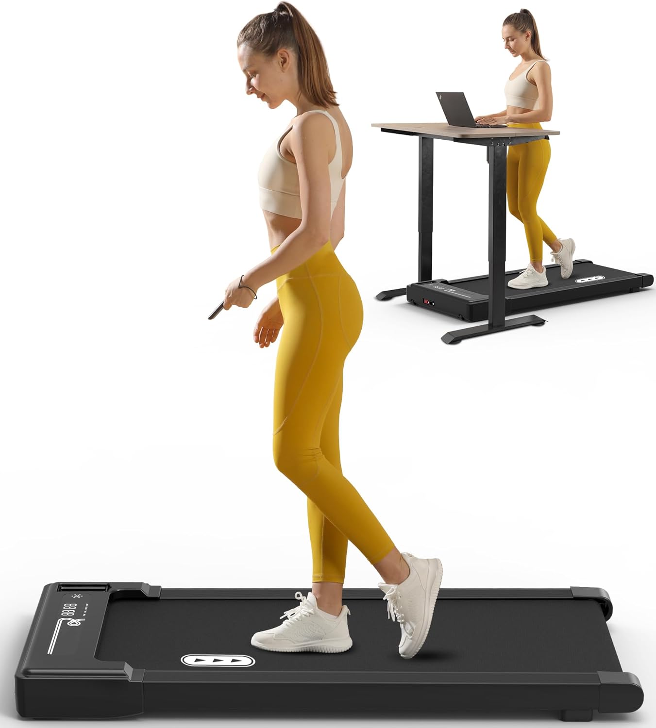 Redliro Walking Pad, Laufband für Zuhause mit Fernbedienung und LED-Anzeige, Kompaktes und leises Laufband Schreibtisch für Zuhause/Büro 1-6km/h