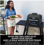 Ninja Woodfire Electric BBQ Grill & Smoker & Air Fryer, 7-in-1 Outdoor BBQ Grill, Air Fry, Smoke, Roast, Bake and more, Weather Resistant, Non-Stick, Portable, Electric, Grey/Black OG701EU