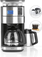 BEEM FRESH-AROMA-PERFECT II Filterkaffeemaschine mit Mahlwerk - Thermo | Edelstahl | Thermokanne | 24h-Timer | 1000 W | 180 g Bohnenbehälter