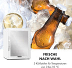 Klarstein Mini Kühlschrank mit Glastür für Zimmer, Getrnkekühlschrank mit Verstellbaren Ablagen, Kleiner 80 Liter, Indoor/Outdoor Kühlschrank Leise