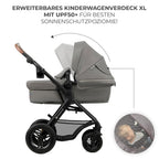 Kinderkraft MOOV2 AIR Kinderwagen 3 in 1 Kinderwagenset bis 26 kg mit Kindersitz I-SIZE 40-75 cm, Buggy Funktion, Liegeposition verstellbar, Große ausziehbare Verdeck, Aufblasbare Räder, Schwarz