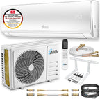 Kältebringer Split Klimaanlage Quick Connect - 12000 BTU (3,4 kW) Klimagerät mit Heizfunktion, WiFi & App, bis 91qm, sehr leise - 5m Kupferleitung, Kältemittel R32, Montagematerial, Wandhalterung