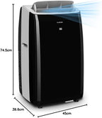 KLARSTEIN Grandbreeze Pro 14K – Mobiles Klimagerät, Luftentfeuchter, Ventilator, 3 Geschwindigkeiten, 14000 BTU/1,65 kW, Raum: 42 bis 68 m², Durchfluss: 460 m³/h, CEE A – Weiß Klimaanlage