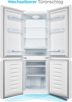 Heinrichs Fridge Freezer Combination 175 Litres, Cooling Volume 122 L, Freezer 53 L, LED Interior Lighting, Fridge Door Hinge, Changeable, Quiet 39 dB, Large Freezer Boxes, 7 Temperature Levels, inox