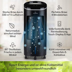 Klarstein Luftkühler mit Wasserkühlung, Leiser 4-in-1 Verdunstungskühler, Luftbefeuchter, Ventilator & Nachtmodus, Mobile Klimageräte Luftkühler 7L, 65W Air Cooler, 330m³/h Kühlender Luftstrom