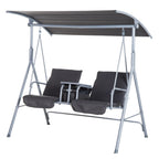 Outsunny Hollywoodschaukel 2-Sitzer mit Sonnendach Becherhalter