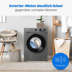 Bomann® Waschmaschine 8kg | max. 1400 U/min | 10 Jahre Motor-Garantie | robuster, leiser & langlebiger Invertermotor | 15 Waschprogramme | LED-Display | mit Dampffunkt. | WA 7185 Titan - Schwarz