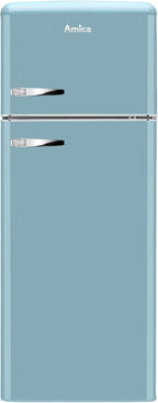 Amica KGC 15632 T Retro Kühl-/Gefrierkombination / Ice Blue (Türkis) / 144cm (H) x 55cm (B) x 62cm (T) / Retro-Design / Kühlschrank mit Gefrierfach