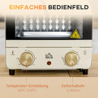 HOMCOM Minibackofen einstellbare Temperatur Timer Sichtfenster Cremeweiß