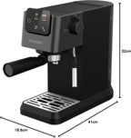 GRUNDIG KSM 5330 Siebträgermaschine mit integriertem Milchbehälter, 1628 W Leistung, 15 bar Pumpendruck, Zweifachdüse, farbiges Touch-Display, BrewSense, CreamyPro, Dark Inox/Schwarz