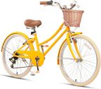 Glerc Missy 20 24 26 Zoll Mädchen City 6-Gang Hybrid Cruiser Fahrrad mit Weidenkorb für Jugend über 6-Jahre alt, mehrere Farben