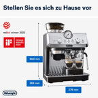 De'Longhi La Specialista Arte EC9155.MB Siebtrgermaschine, Espressomaschine mit Mahlwerk, 8 Mahlgrade, 15 Bar, 3 Temperaturen, Milchschaumdüse, 1300 W, 1,5 l Tank, Edelstahl/Schwarz inkl. Barista-Kit