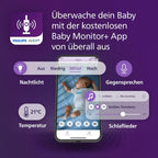 PHILIPS Avent Connected Videophone mit WLAN, hochwertiger HD-Kamera, Infrarot-Nachtsichtfunktion, Schrei-Erkennung, Gegensprechfunktion, 12 Stunden Bildschirmlaufzeit im Eco-Modus, Modell SCD951/26