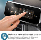 Philips Serie 2200 Kaffeevollautomat – Klassischer Milchaufschumer, Intuitives Touchdisplay, mattes Schwarz (EP2220/10)