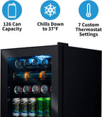 Getränkekühlschrank | Freistehender Kühlschrank für 126 Dosen mit Glastür mit Scharnier rechts | Mini-Getränkekühlschrank, perfekt für Bier, Wein, Limonade und kühlere Getränke