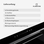 Klarstein Downdraft-Dunstabzugshaube, Versenkbare Abzugshaube, Leise Dunstabzugshauben mit Filter, Dunstabzugshaube 60cm, Umluft/Abluft Dunsthaube mit 10 Stufen, Dunstabzug 576 m³/h Luftstrom