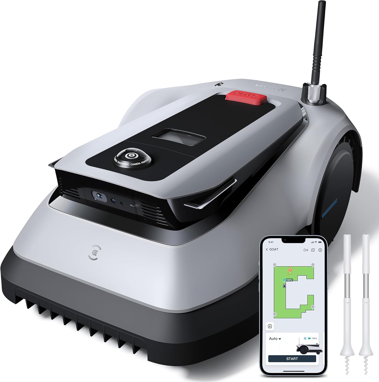 ECOVACS GOAT G1-800 Mhroboter ohne Begrenzungskabel 800㎡, Rasenmher Roboter mit TrueMapping-Multifusionslokalisierung, Hindernisvermeidung, 16-Zonen-Management, 45% Steigung, Videomanager