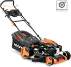 FUXTEC 4in1 Benzin Rasenmäher FX-RM5196eSPRO mit E-Start und regulierbarem Selbstantrieb, Gartenmäher inkl. Frontstoßstange, 51 cm Schnittbreite, kugelgelagerte Big Wheel Räder, 60L Grasfangkorb