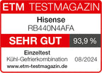 Hisense RB327N4AD2 Kühl-Gefrierkombination/ NoFrostPlus/ Multiflow 360°/ HolidayMode/ FreshZone/ 182,4 cm/ Kühlteil 171 l/ Gefrierteil 85 l/ 41 dB/ 287 kWh/ Jahr/ Edelstahl-Look