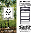 hauck Hochstuhl Beta+ Newborn Set Premium Dark Grey - Babyhochstuhl Set ab Geburt mit Neugeborenen Aufsatz Bouncer, Sitzpolster und Essbrett - Dark Grey