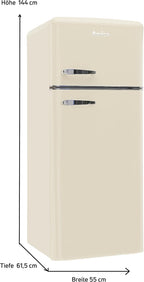 Amica KGC 15632 T Retro Kühl-/Gefrierkombination / Ice Blue (Türkis) / 144cm (H) x 55cm (B) x 62cm (T) / Retro-Design / Kühlschrank mit Gefrierfach