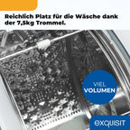 Exquisit Toplader Waschmaschine, 7,5kg Füllmenge, Waschmaschine schmal, Energieklasse A, 1200 U/Min, Startzeitvorwahl, Kurzprogramm, LTO51207-030A weiss