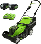 Greenworks 48V (2x24V) Selbstfahrender Akku Rasenmher für groe Flchen bis zu 480m, 46cm Schnittbreite, 55L Sack PLUS zwei 4Ah-Akkus und Doppelladegert GD24X2LM46SPK4X