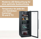SEVERIN Flaschenkühlschrank, mit integriertem Schloss und integrierter LED-Beleuchtung, 118 L Nutzinhalt, schwarz/silber, FSK 8840