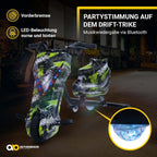 Actionbikes Motors Kinder Elektro Driftscooter | 𝟐𝟓𝟎 Watt Motor - Drift Cart 360°- 3 Geschwindigkeitsstufen - LED-Beleuchtung - Sitz verstellbar - Bluetooth - Drift Kart - Drift Auto (Space Purple)