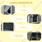 PawHut Hundehütte Outdoor aufklappbares Dach wetterfest Massivholz