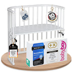 babybay Original Beistellbett aus massivem Buchenholz / kompakt & verwandelbar / Kinderbett Höhe stufenlos verstellbar & umweltfreundlich / mitwachsendes Babybett (weiß lackiert) / inkl. Matratze