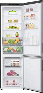 LG GBV22NCCEP Kühl-/Gefrierkombination – Smart Inverter Compressor, Total No Frost, Modern Flat Door Design, Matt Schwarz Metallic, Energieeffizienz A