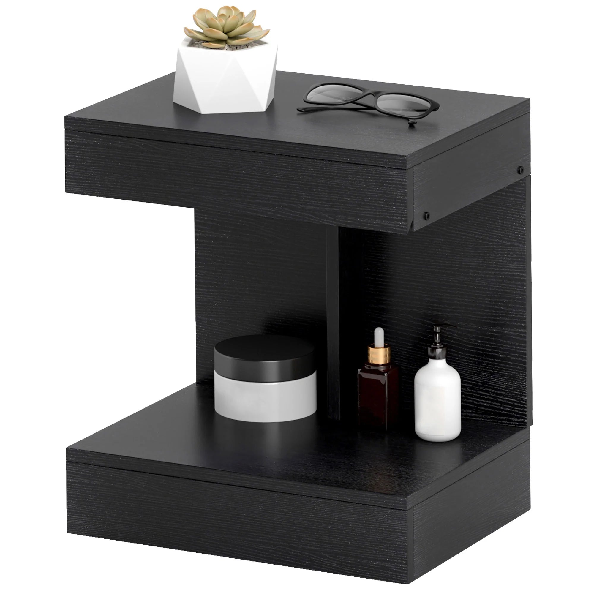 HOMCOM Nachttisch 40x30x46 cm mit Schublade Schwarz