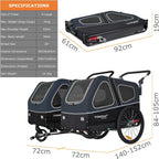 Doggyhut S-Line XL Hundeanhänger & Hundebuggy mit Federung 2 in 1 Hunde Fahrradanhänger Jogger gefedert bis 45 kg