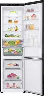 LG GBV22NCCEP Kühl-/Gefrierkombination – Smart Inverter Compressor, Total No Frost, Modern Flat Door Design, Matt Schwarz Metallic, Energieeffizienz A