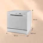 Klarstein ia 8 - Spülmaschine, Geschirrspüler, Freistehend, Teilintegriert, F, 55 cm breit, 8 Maßgedecke, 6 Programme, Aquastop, silber