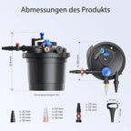 SunSun CPF-15000 Druckteichfilter 10.000 l/h / 18 W UVC Einheit, Teichdruckfilter für Teiche bis 30.000 Liter, Teichklärer, Filteranlage