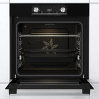 Gorenje 738971 Einbaubackofen-Set OptiBake Black Steam Pyro Set / 77L / Heißluft/Pyrolyse/ExtraSteam/GentleClose/AirFry/Pizzamode 300°C/PerfectGrill/Induktions-Kochfeld mit BridgeZone/schwarz