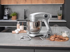KLAMER Küchenmaschine 1800W, Knetmaschine mit 6 Liter Edelstahl Schüssel, 10 Geschwindigkeitsstufen mit Timer, Rührbesen, Knethaken, Schneebesen und Spritzschutz