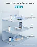 Mobile Klimaanlage 9000 BTU mit Abluftschlauch | 4-in-1 Mobiles Klimagerät | Leiser Betrieb