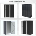 Outsunny Gerätehaus 142×84×189 cm Stahl Dunkelgrau