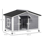 PawHut Hundehütte Outdoor aufklappbares Dach wetterfest Massivholz