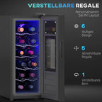 HOMCOM Weinkühlschrank 12 Flaschen 30 L Schwarz