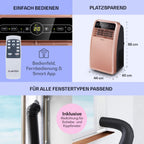 Klarstein Mobile Klimaanlage mit Abluftschlauch, 4-in-1 Klimagerät mit Ventilator, Luftentfeuchter & Nachtmodus, Kleine & Portable Klimaanlage für Wohnung & Büro, App-Steuerung, 12000 BTU