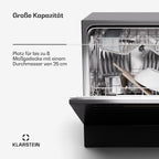 Klarstein ia 8 - Spülmaschine, Geschirrspüler, Freistehend, Teilintegriert, F, 55 cm breit, 8 Maßgedecke, 6 Programme, Aquastop, silber
